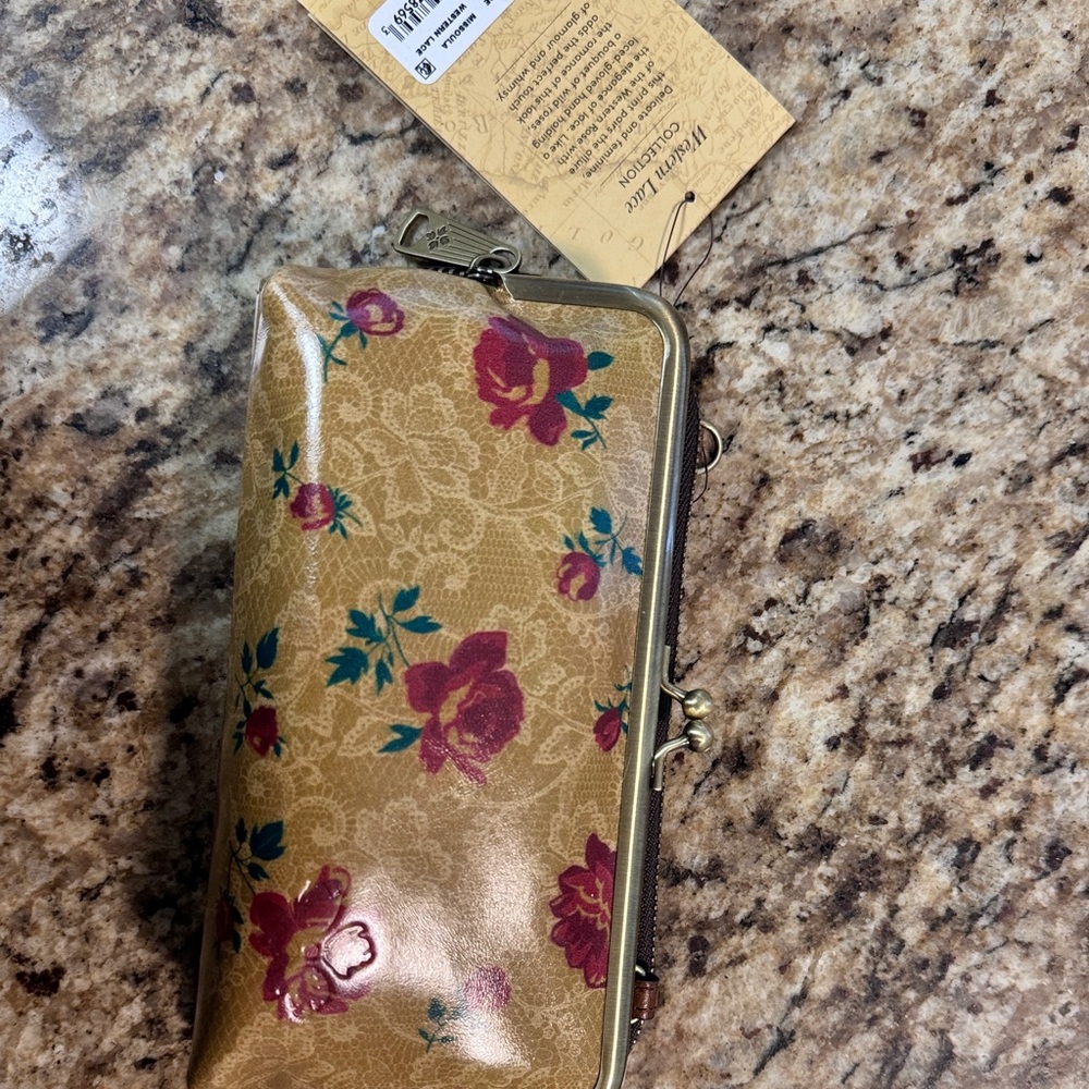 Patricia Nash Tan and Red Floral Wallet